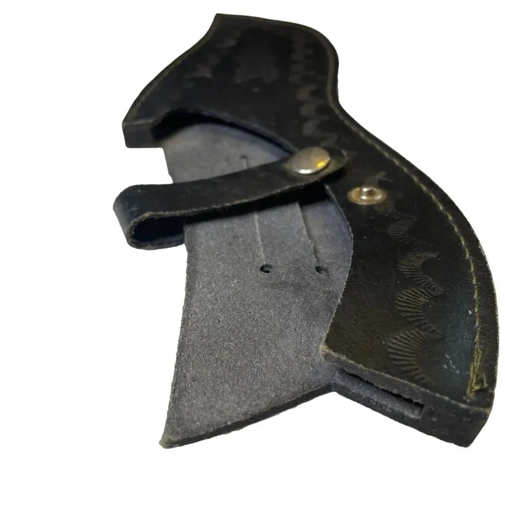 Warrior  Hunter Leather Sheath Only Black Western Eagle Embossed u Belt Loo
